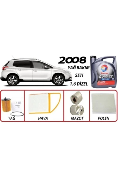 TOTAL Peugeot 2008 1.6 Dizel Yağ Bakım 5li Set 5w30 Ecs Euro5 Uyumlu ürün görseli