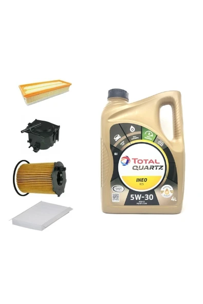 TOTAL Citroen C5 1.6 Dizel Yağ Bakım Seti + Quartz Ineo Ecs 5w-30 Partiküllü Motor Yağı 4 L ürün görseli 1