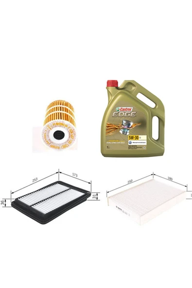 Filtre Seti Nissan Qashqai 2014-2019 Dizel 1.6 - 3'lü Set + Castrol 5w30 Edge 5 Lt