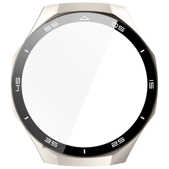 Huawei Watch GT5 Pro 46mm Kasa Uyumlu Kılıf Sert PC Kasa ve Ekran Koruyucu Kılıf  Starlight - Resim 4