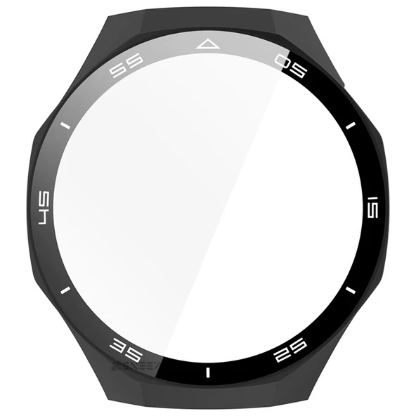 Huawei Watch GT5 Pro 46mm Kasa Uyumlu Kılıf Sert PC Kasa ve Ekran Koruyucu Kılıf  Siyah - Resim 4