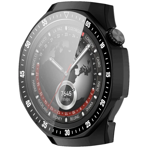 Huawei Watch GT5 Pro 46mm Kasa Uyumlu Kılıf Sert PC Kasa ve Ekran Koruyucu Kılıf  Füme - Resim 2