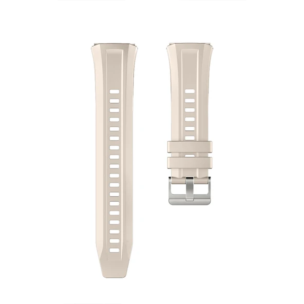 Huawei Watch Gt5 Pro 46mm İle Tam Uyumlu Kordon Metal Tokalı Yumuşak Silikon Kordon Kayış  Starlight - Resim 4