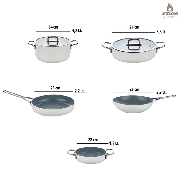 Sera Nova Mix 7 Parça Seramik Tencere Tava Sahan Seti Beyaz - Resim 6