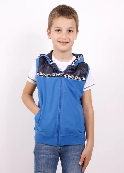 Toontoy Erkek Çocuk Şeritli Kapüşonlu Yelek - 8