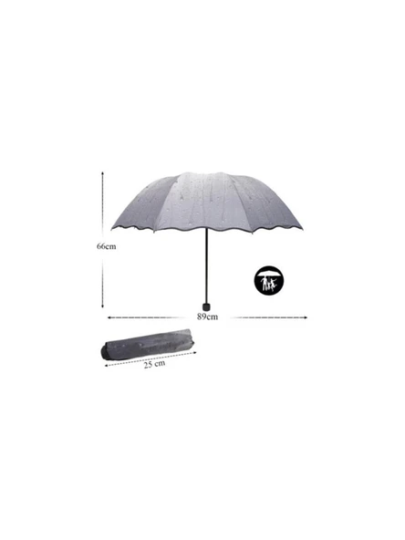 Eleven Market Rüzgarda Kırılmayan Su Damlacıklı Duman Rengi Kadın Şemsiye - 5