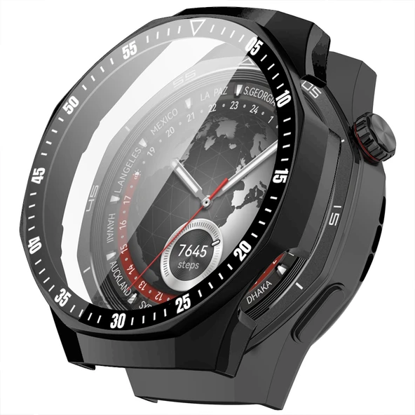 Huawei Watch GT5 Pro 46mm Kasa Uyumlu Kılıf Sert PC Kasa ve Ekran Koruyucu Kılıf  Füme ürün görseli