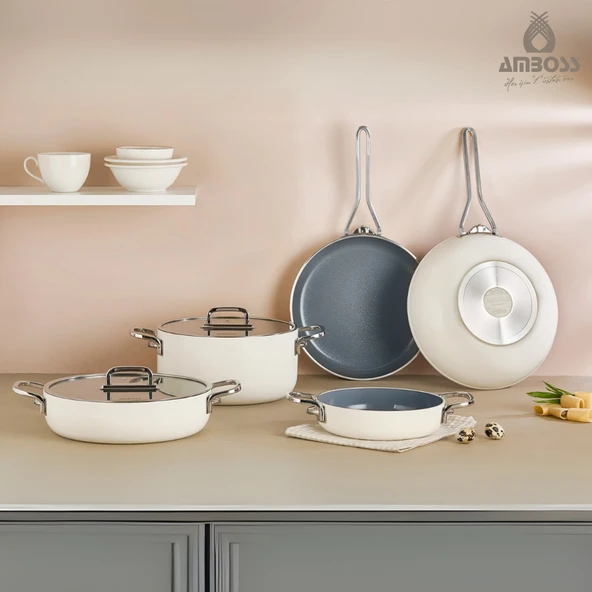 Sera Nova Mix 7 Parça Seramik Tencere Tava Sahan Seti Beyaz ürün görseli