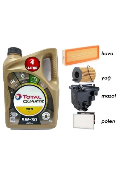 TOTAL İneo Ecs 5w30 4lt Yağ Peugeot 407 1.6 Dizel 5 Li Yağ Bakım Seti 2004-2011 ürün görseli 1