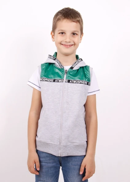 Toontoy Erkek Çocuk Şeritli Kapüşonlu Yelek - 2