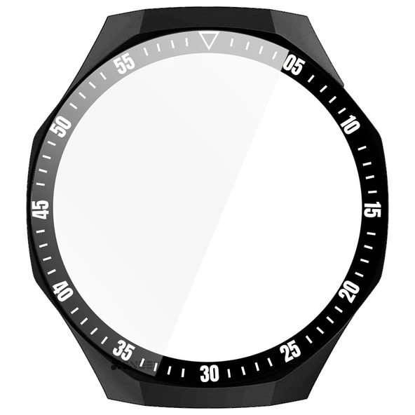 Huawei Watch GT5 Pro 46mm Kasa Uyumlu Kılıf Sert PC Kasa ve Ekran Koruyucu Kılıf  Füme - Resim 4