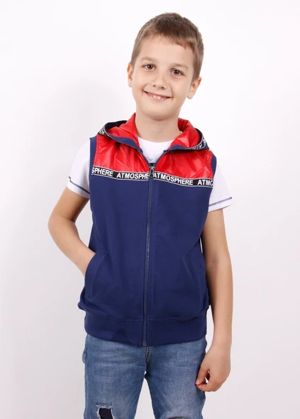 Toontoy Erkek Çocuk Şeritli Kapüşonlu Yelek - 9