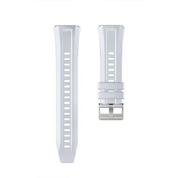 Huawei Watch Gt5 Pro 46mm İle Tam Uyumlu Kordon Metal Tokalı Yumuşak Silikon Kordon Kayış  Krem - Resim 4