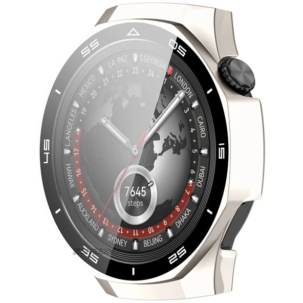 Huawei Watch GT5 Pro 46mm Kasa Uyumlu Kılıf Sert PC Kasa ve Ekran Koruyucu Kılıf  Starlight - Resim 2