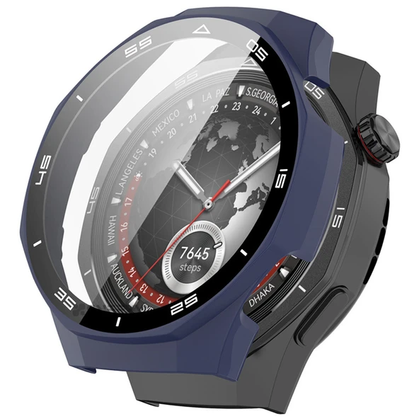Huawei Watch GT5 Pro 46mm Kasa Uyumlu Kılıf Sert PC Kasa ve Ekran Koruyucu Kılıf  Lacivert