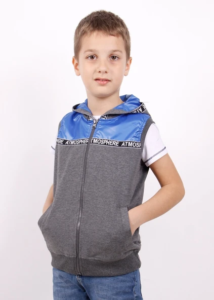 Toontoy Erkek Çocuk Şeritli Kapüşonlu Yelek