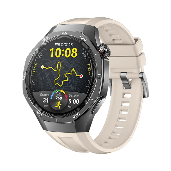 Huawei Watch Gt5 Pro 46mm İle Tam Uyumlu Kordon Metal Tokalı Yumuşak Silikon Kordon Kayış  Starlight