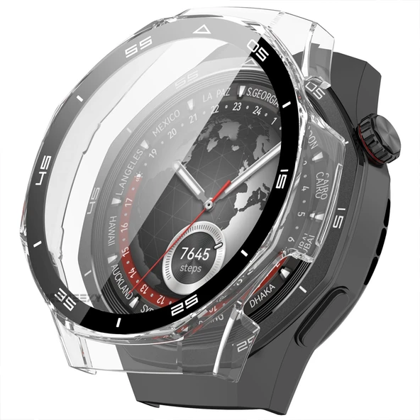 Huawei Watch GT5 Pro 46mm Kasa Uyumlu Kılıf Sert PC Kasa ve Ekran Koruyucu Kılıf  Şeffaf