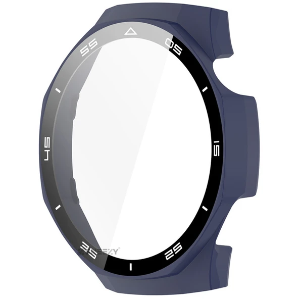Huawei Watch GT5 Pro 46mm Kasa Uyumlu Kılıf Sert PC Kasa ve Ekran Koruyucu Kılıf  Lacivert - 3