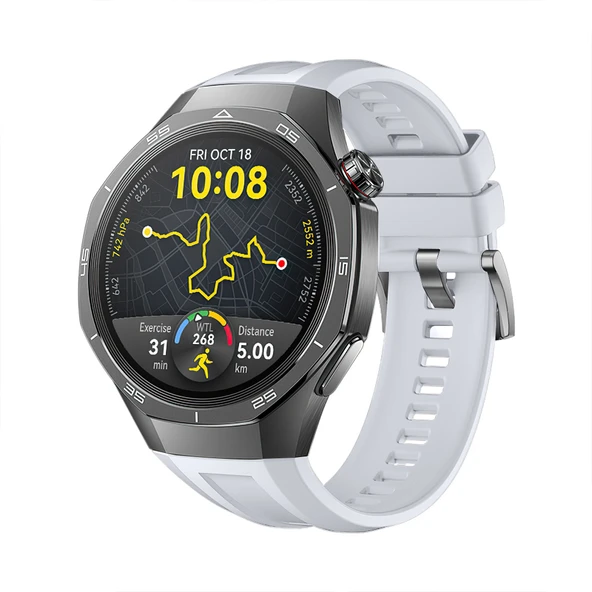 Huawei Watch Gt5 Pro 46mm İle Tam Uyumlu Kordon Metal Tokalı Yumuşak Silikon Kordon Kayış  Krem