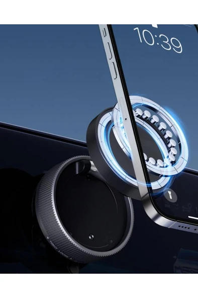 Alfalink K10B Siyah Vacum Katlanır Araç Telefon Tutucu - Ayna-Cam MagSafe - 2