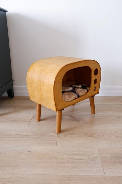 Kedi Evi Dekoratif Ahşap New TV Kedi Evi - 4