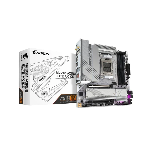 Gigabyte B650M Aorus Elite AX ICE AMD AM5 DDR5 Micro ATX Anakart