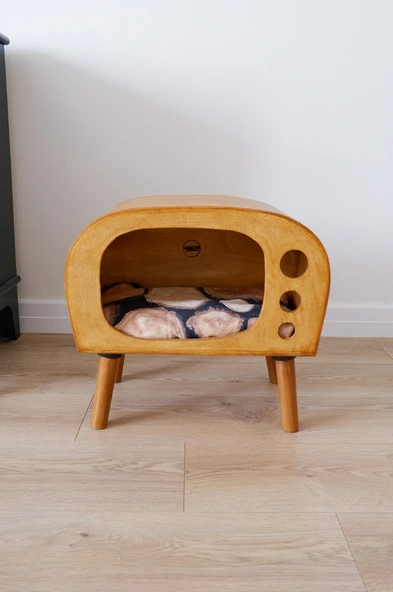 Kedi Evi Dekoratif Ahşap New TV Kedi Evi - 2