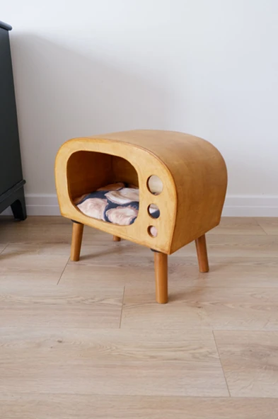 Kedi Evi Dekoratif Ahşap New TV Kedi Evi - 3