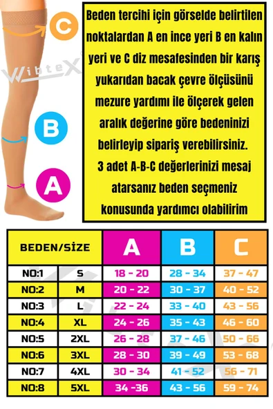 WİBTEX Diz Üstü Varis Çorabı Burnu Kapalı Orta Basınç Ccl2 Çift Bacak - 2