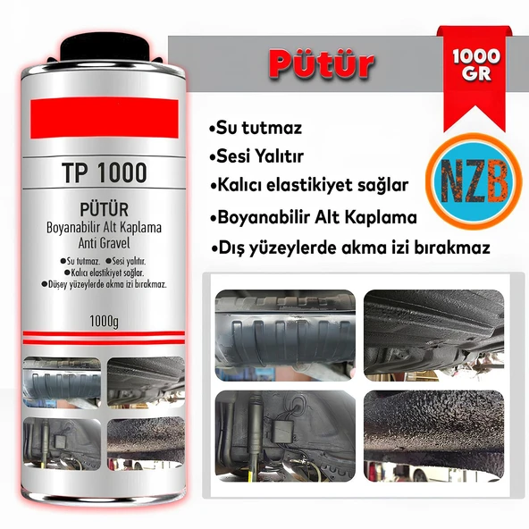 Pütür 1 Kg Araç Araba Çamurluk Taş Darbe Koruma Su Tutmaz Ses Yalıtımlı Boyanabilir Kaplama 1000 Gr