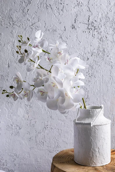 Güleç Yapay Çiçek Yapay Islak Orkide Çiçeği Beyaz Tek Da - Resim 2