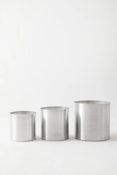 Güleç Yapay Çiçek Metal Saksı 3lü Set