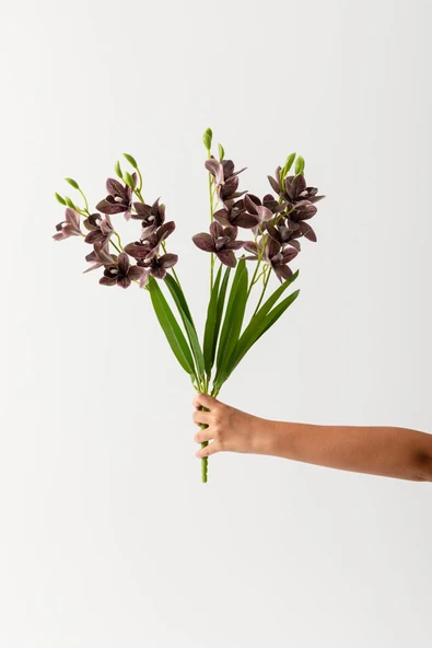 Güleç Yapay Çiçek Yapay Islak Orkide Çiçeği Mürdüm 5 Dal ürün görseli