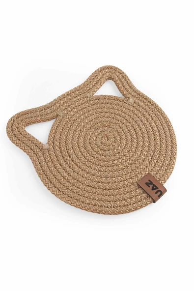 Küçük Boy Yuvarlak Jüt Kedi Köpek Mama Paspası, Hasır Evcil Hayvan Matı, Çok Amaçlı Altlık 17*17 cm - 7