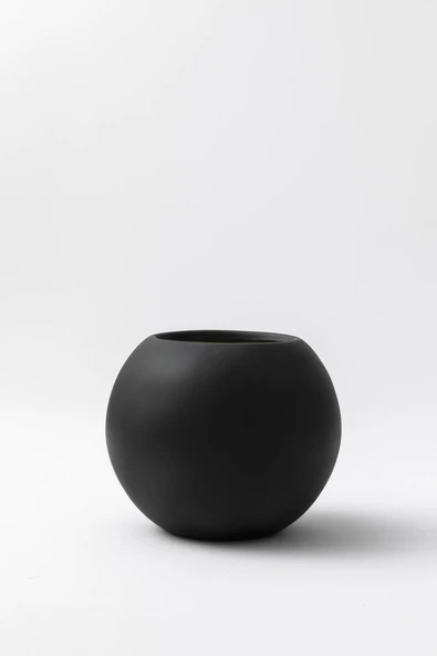 Güleç Yapay Çiçek Küre Fiber Saksı Siyah 34*40