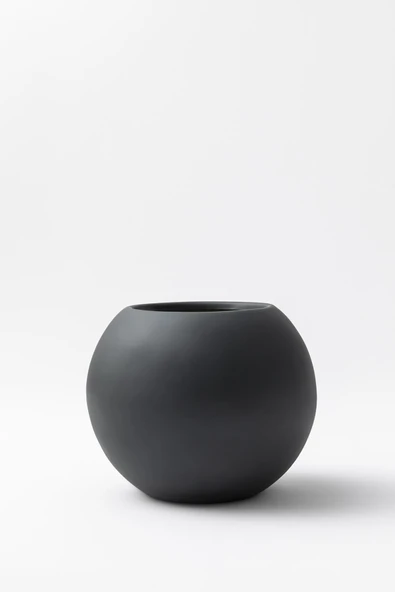 Güleç Yapay Çiçek Küre Fiber Saksı Antrasit 34*40