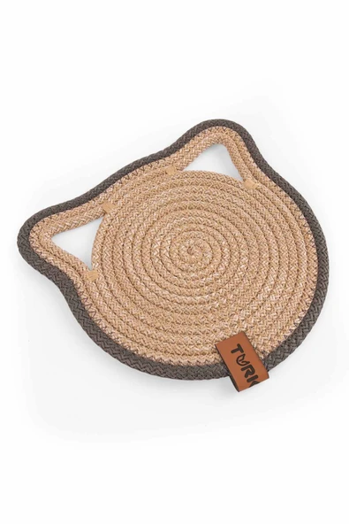 Küçük Boy Yuvarlak Jüt Kedi Köpek Mama Paspası, Hasır Evcil Hayvan Matı, Çok Amaçlı Altlık 17*17 cm - 3