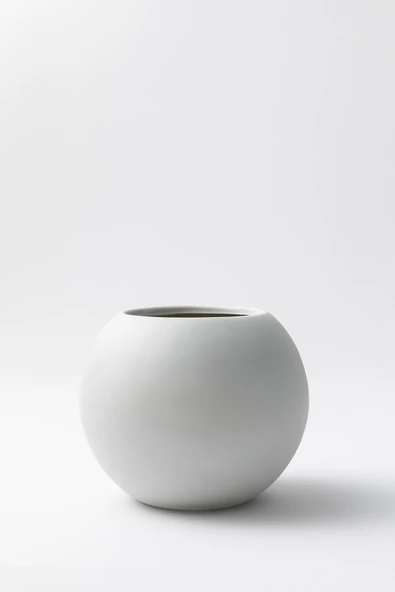 Güleç Yapay Çiçek Küre Fiber Saksı Beyaz 34*40