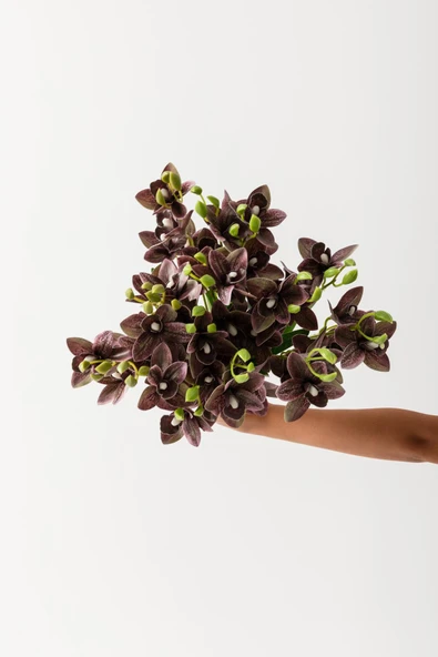 Güleç Yapay Çiçek Yapay Islak Orkide Çiçeği Mürdüm 5 Dal - Resim 5