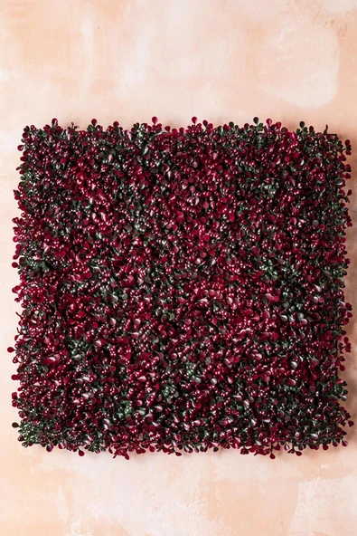 Güleç Yapay Çiçek Yapay Duvar Paneli Uv Korumalı Kırmızı Şimşir 50*50 - Resim 2