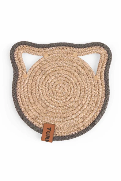Küçük Boy Yuvarlak Jüt Kedi Köpek Mama Paspası, Hasır Evcil Hayvan Matı, Çok Amaçlı Altlık 17*17 cm
