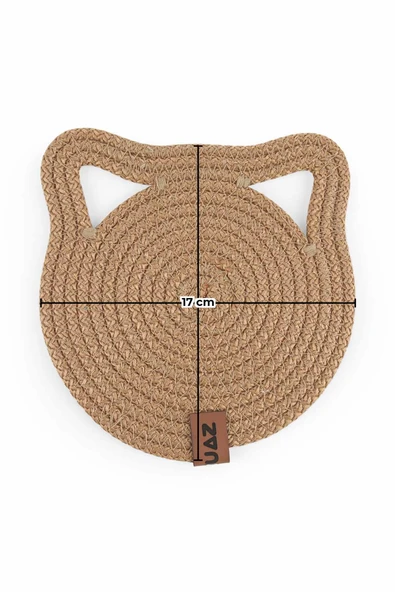 Küçük Boy Yuvarlak Jüt Kedi Köpek Mama Paspası, Hasır Evcil Hayvan Matı, Çok Amaçlı Altlık 17*17 cm - 8