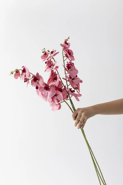 Güleç Yapay Çiçek Yapay Islak Orkide Çiçeği Pembe Tek Dal - Resim 5