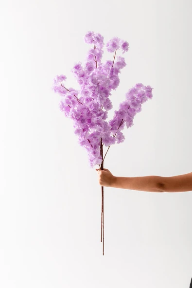 Güleç Yapay Çiçek Yapay Bahar Dalı Çiçeği Mor 3 Dal 100 Cm - Resim 3