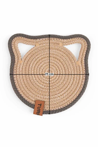 Küçük Boy Yuvarlak Jüt Kedi Köpek Mama Paspası, Hasır Evcil Hayvan Matı, Çok Amaçlı Altlık 17*17 cm - 4