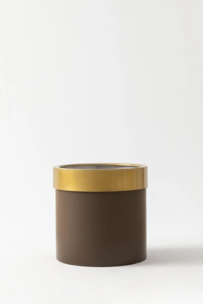 Güleç Yapay Çiçek Metal Saksı Kahverengi(Gold Bilezikli) 35*35*35