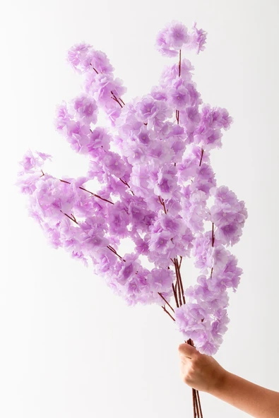 Güleç Yapay Çiçek Yapay Bahar Dalı Çiçeği Mor 3 Dal 100 Cm - Resim 5