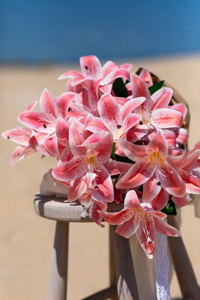 Güleç Yapay Çiçek Yapay Islak Kazabılanka Çiçeği Pembe 9 Dal - Resim 2