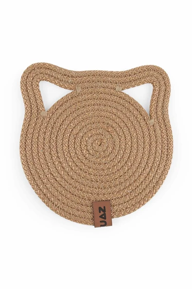 Küçük Boy Yuvarlak Jüt Kedi Köpek Mama Paspası, Hasır Evcil Hayvan Matı, Çok Amaçlı Altlık 17*17 cm - 5